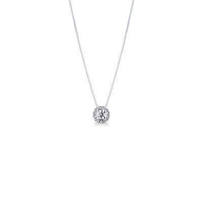 Collier en or blanc avec diamants et diamant central