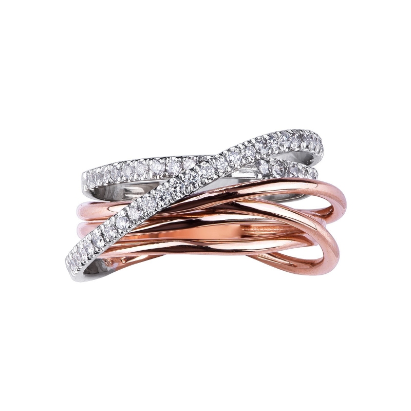 Bague Fil de la Joie en or blanc et rose avec diamants Bague Fil de la Joie en or blanc et rose avec diamants