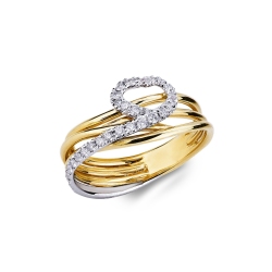 Bague cœur en or blanc et jaune 18k avec diamant