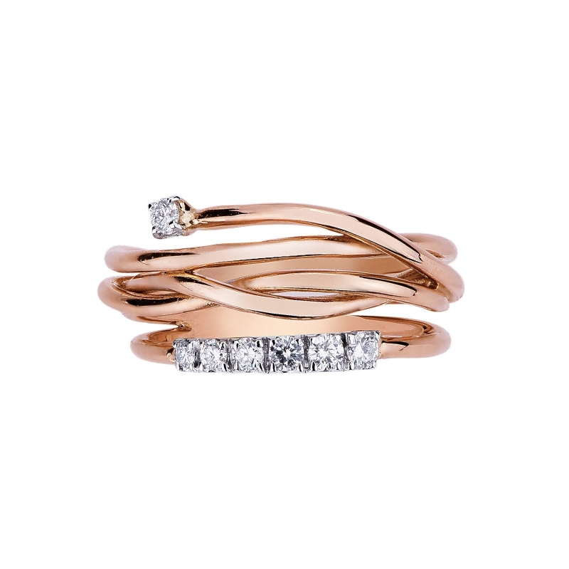 Bague en or blanc et rose 18k avec diamants  Bague en or blanc et rose 18k avec diamants