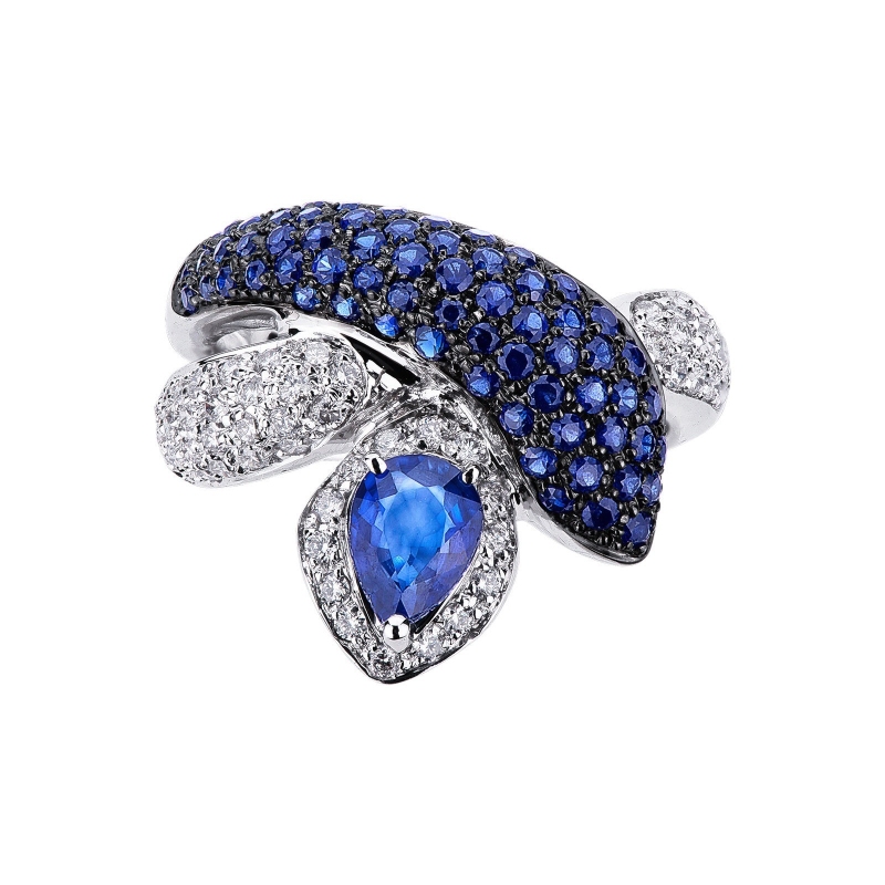 Bague serpent saphir bleu en or 18k Bague serpent saphir bleu en or 18k