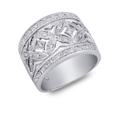 Bague en or blanc 18k avec diamants brillants formant des ellipses