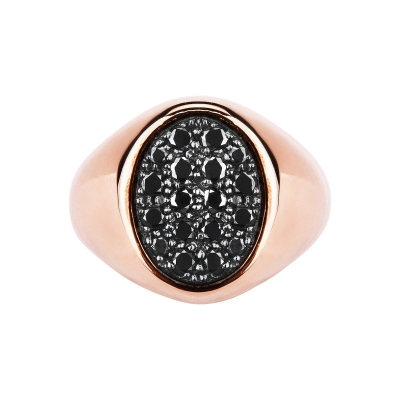 Bague en or rose 18 carats et diamants noirs