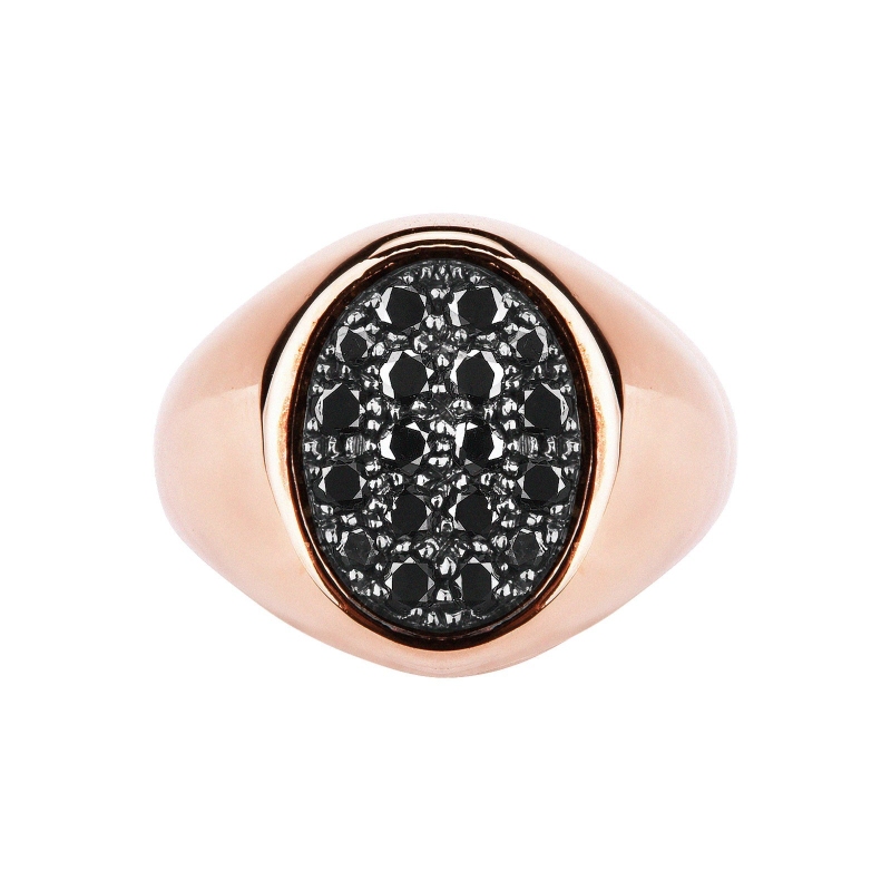 Bague diamants noirs en or rose 18 carats  Bague diamants noirs en or rose 18 carats