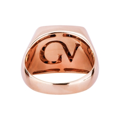 Bague pavé en or rose 18 carats rectangulaire en diamants noirs 