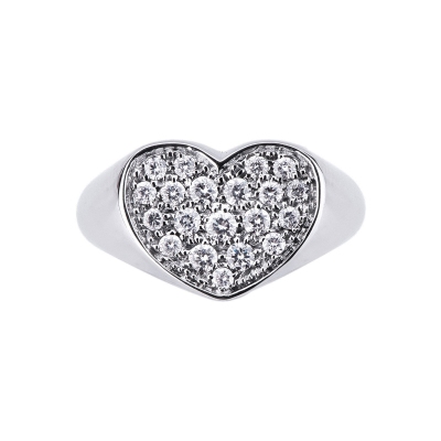 Bague pavé pour femme en or blanc 18k