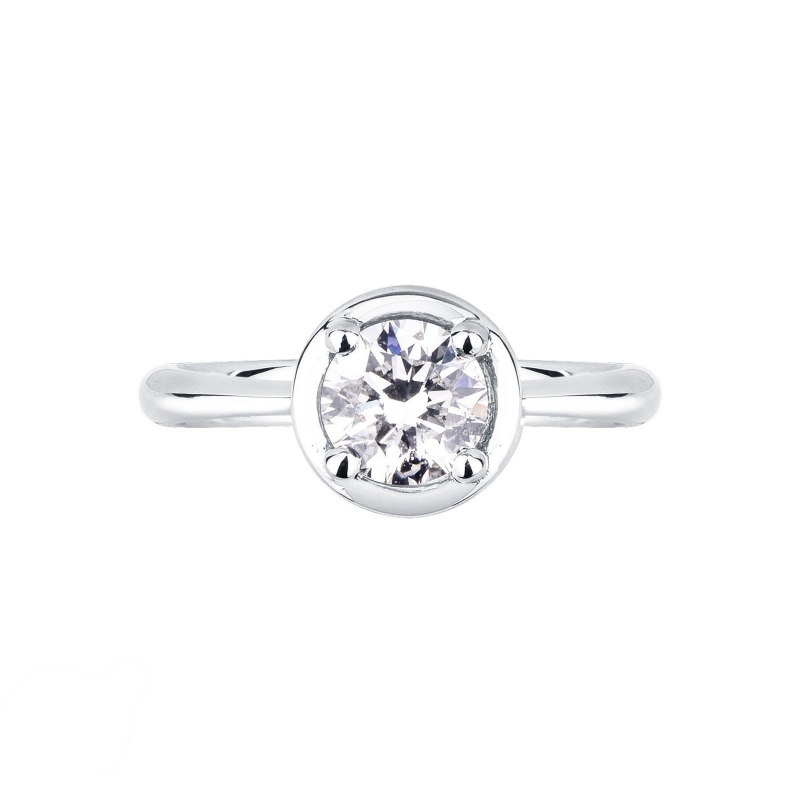 Bague Solitaire en Or Blanc 18 Carats avec Diamant Naturel de 0,90 ct Bague Solitaire en Or Blanc 18 Carats avec Diamant Naturel de 0,90 ct