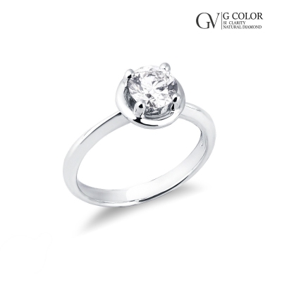 Bague Solitaire en Or Blanc 18 Carats avec Diamant Naturel de 0,90 ct