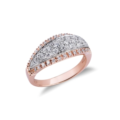 Bague pour femme en or blanc et rose 18K Et diamants 