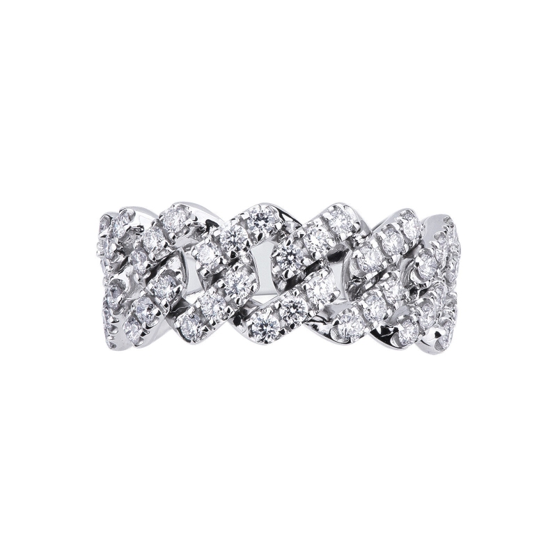 Bague Cuban Link en or blanc 18k et diamants Bague Cuban Link en or blanc 18k et diamants