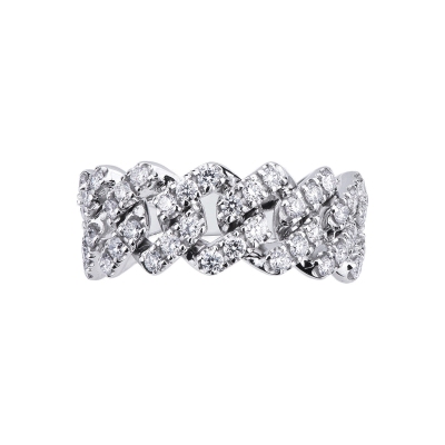 Bague Cuban Link en or blanc 18k et diamants