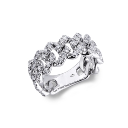 Bague Cuban Link en or blanc 18k et diamants