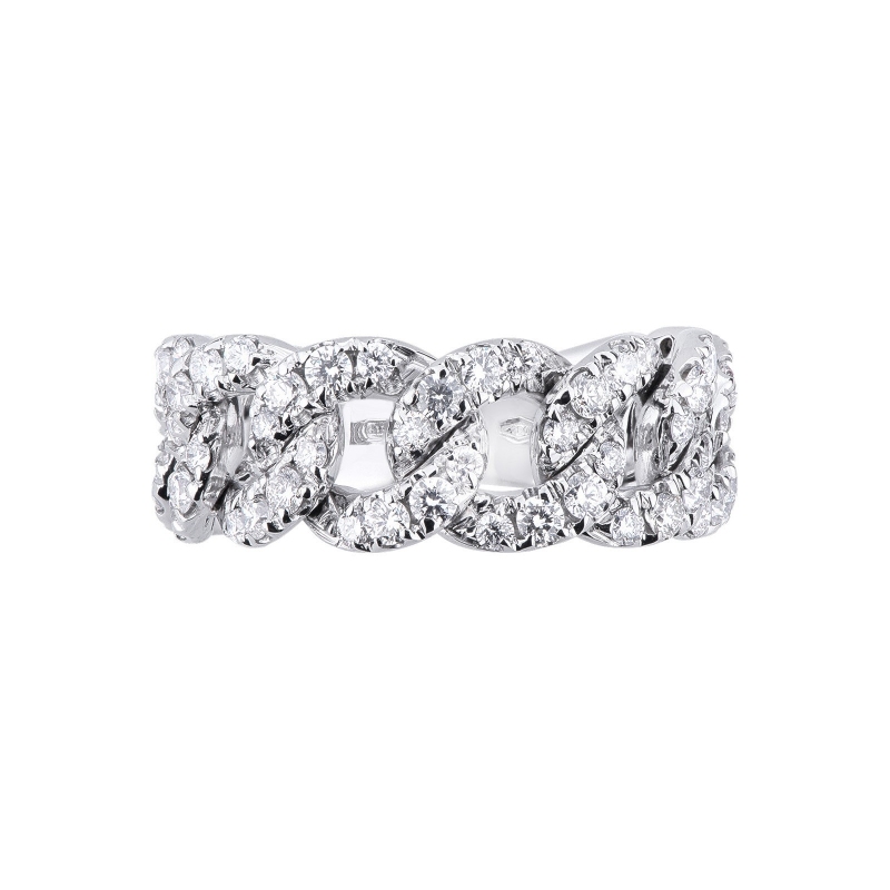 Bague rigide Groumette avec diamants en or blanc 18k