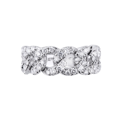 Bague rigide Groumette avec diamants en or blanc 18k