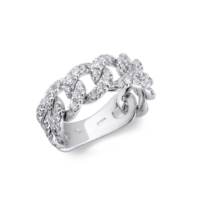 Bague rigide Groumette avec diamants en or blanc 18k