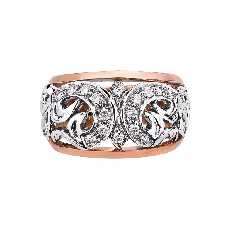 Bague femme en or blanc et rose avec diamants Bague femme en or blanc et rose avec diamants