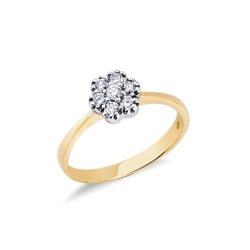 Bague illusion en or blanc et jaune 18 carats avec des diamants