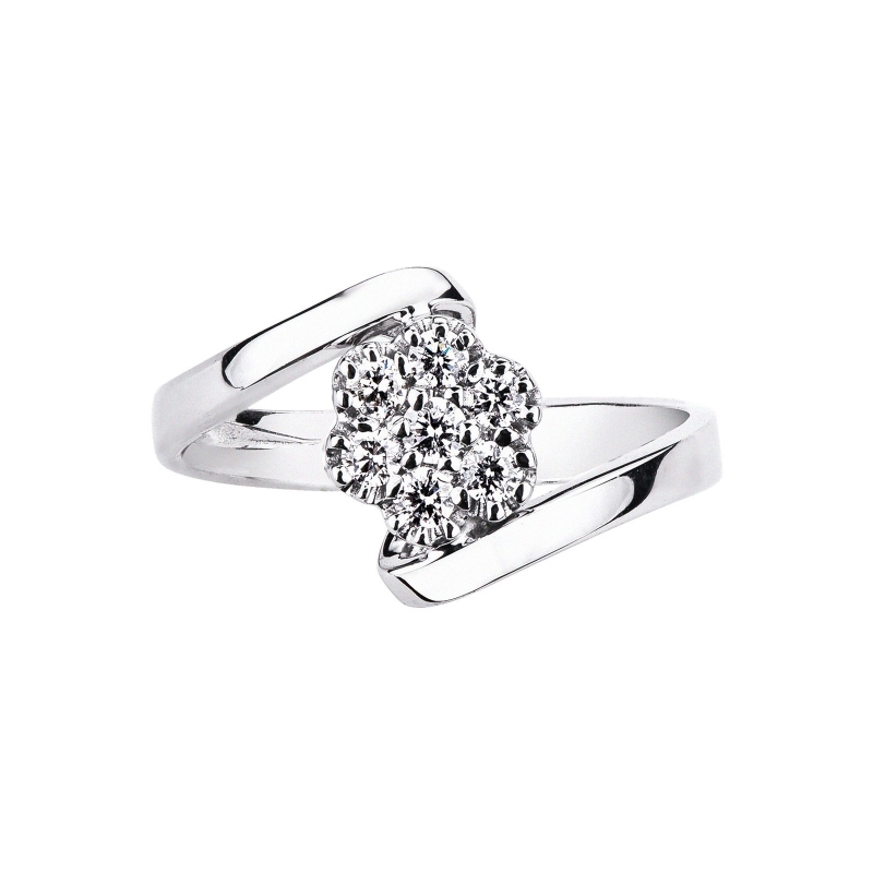 Bague Illusion Ouverte en Or Blanc 18k avec Diamants