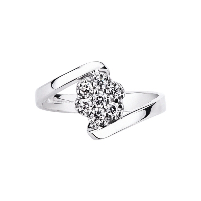 Bague Illusion Ouverte en Or Blanc 18k avec Diamants