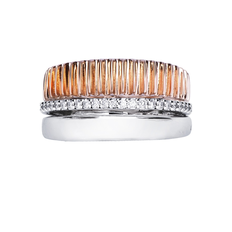 Bague jonc en or blanc et rose avec diamants Bague jonc en or blanc et rose avec diamants