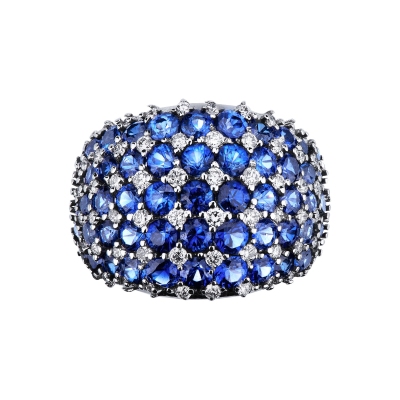 Bague saphir bleu et diamant