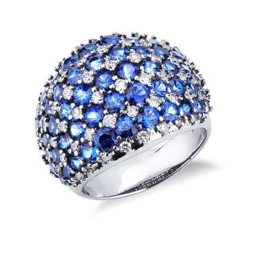 Bague saphir bleu et diamant