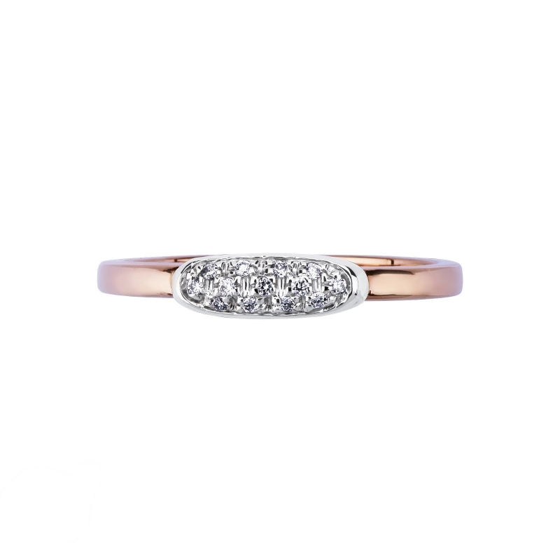 Bague design en or rose et blanc avec diamants Bague design en or rose et blanc avec diamants