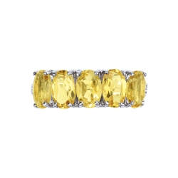 Bague en or blanc 18k avec un diamant et 5 citrines 2