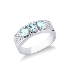 Bague en or blanc 750 avec 3 aigues-marines