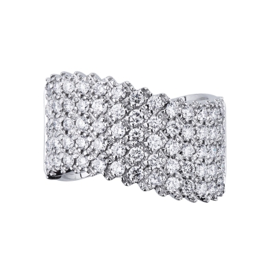 Bague bandeau or blanc 18k avec diamants