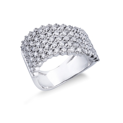 Bague bandeau or blanc 18k avec diamants