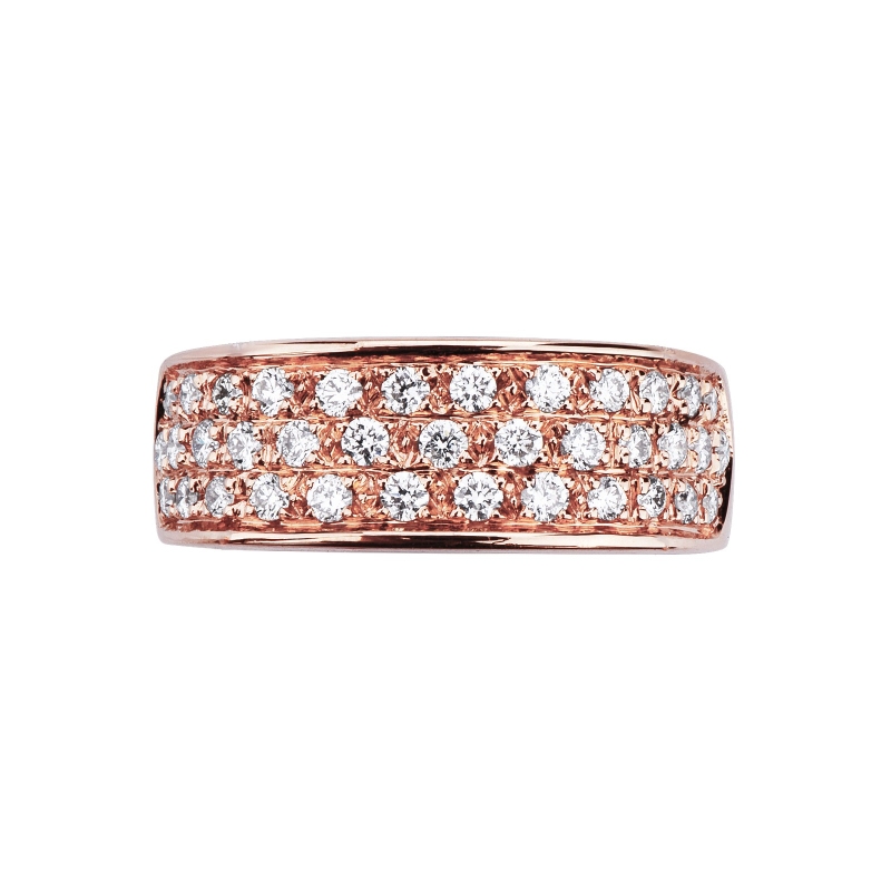Bague bandeau en or rose 18 carats sertie de diamants Bague bandeau en or rose 18 carats sertie de diamants