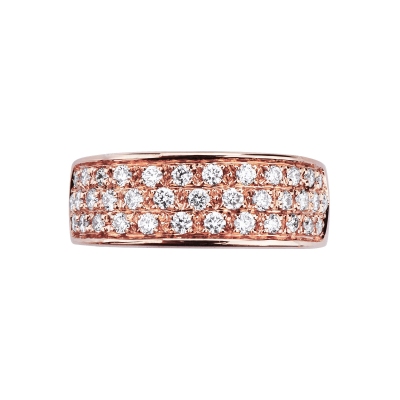 Bague bandeau en or rose 18 carats sertie de diamants