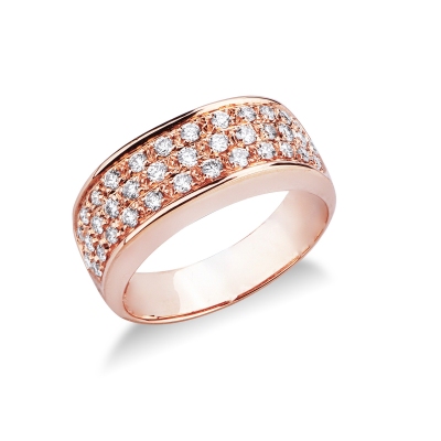 Bague bandeau en or rose 18 carats sertie de diamants