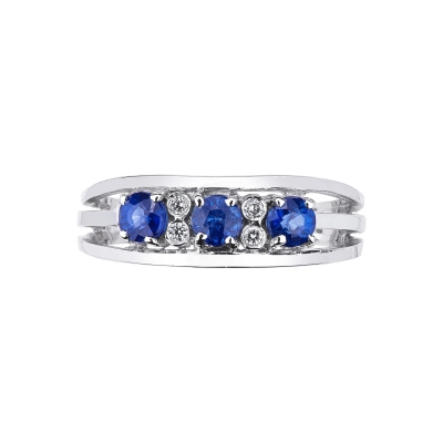 Bague en or blanc 750 femme avec saphirs bleus et diamants