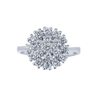 Bague pavé rond en Or Blanc 18k avec diamants