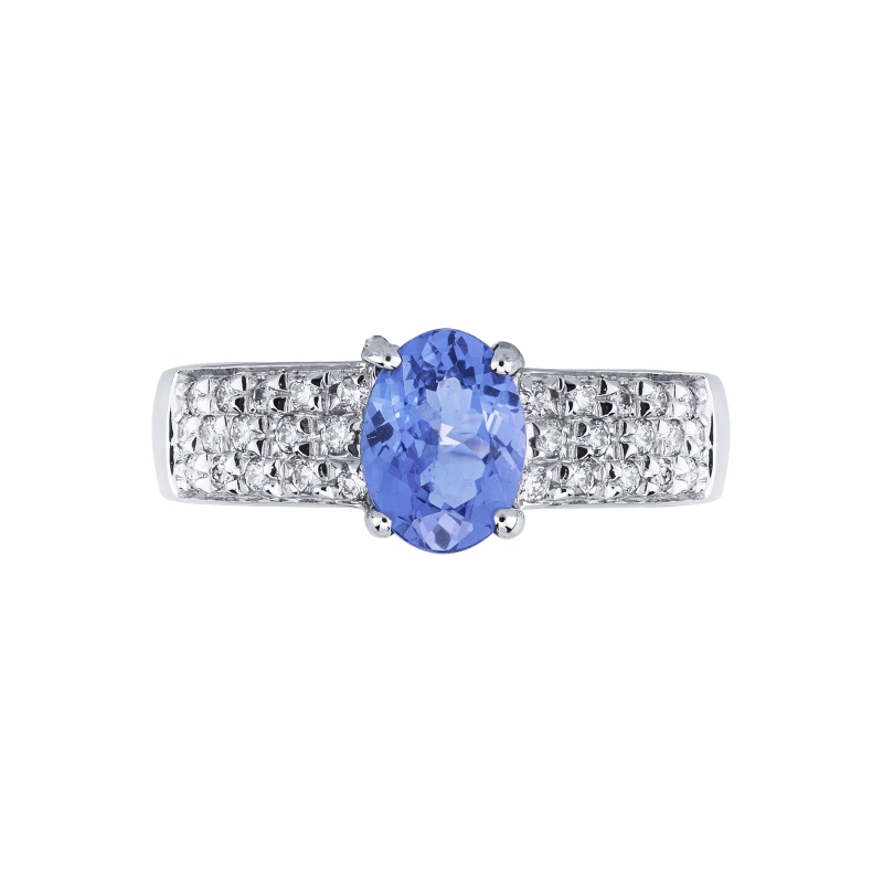 Bague bandeau en or blanc 18k avec une tanzanite Bague bandeau en or blanc 18k avec une tanzanite
