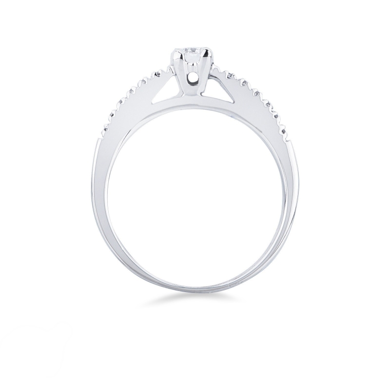 Bague Alliance en Or Blanc 18k avec Diamant central 0.15 ct