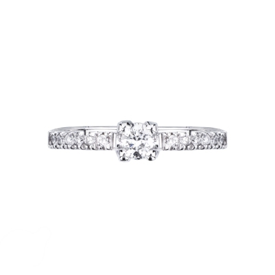 Bague Alliance en Or Blanc 18k avec Diamant central 0.15 ct