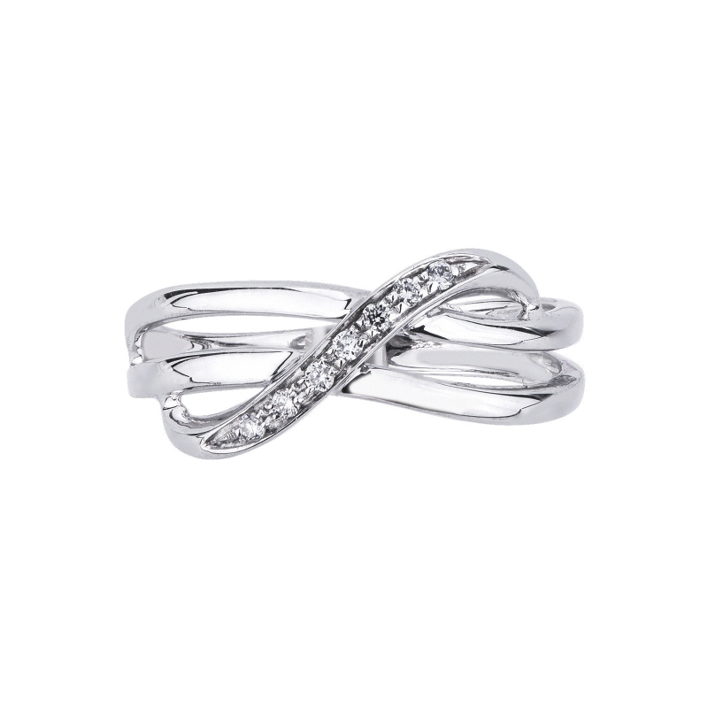 Bague trois vagues en or blanc 18k avec diamants
