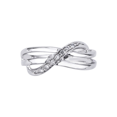 Bague trois vagues en or blanc 18k avec diamants