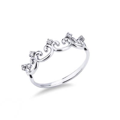 Bague couronne en or blanc 18k avec diamants