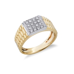 Bague en or jaune et blanc 18k avec pavé de diamants
