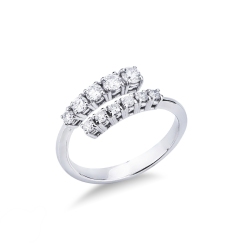 Bague contrarié en or blanc avec diamants
