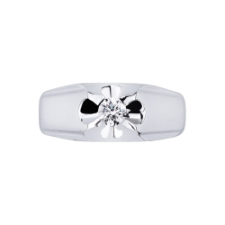 Bague solitaire homme en or blanc 18 carats avec diamant 2