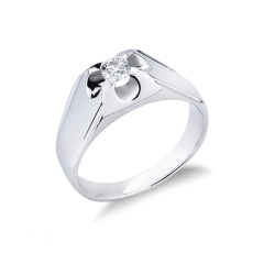 Bague solitaire homme en or blanc 18 carats avec diamant