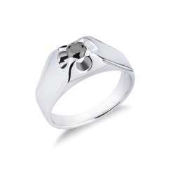 Bague solitaire homme en or blanc 18 carats avec diamant noir