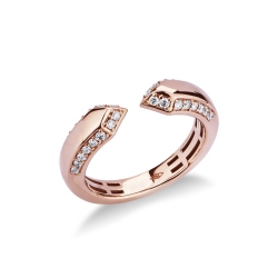 Bague ouverte en Or Rose 18k avec diamants taille brillant