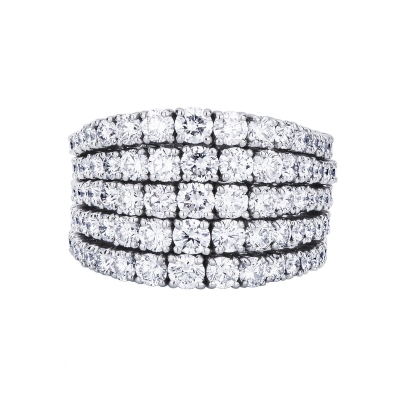 Bague style tennis en or blanc 18k à cinq rangées de diamants