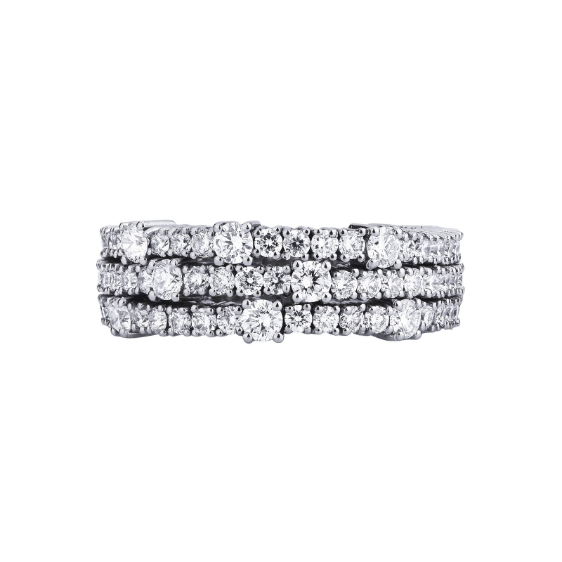 Bague triple rang en Or Blanc 18k avec diamants